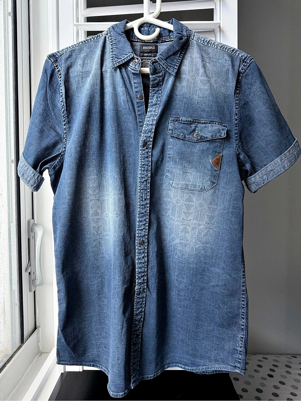 Buffalo David Bitton Men's Blue Geometric Slim Fit Shirt M